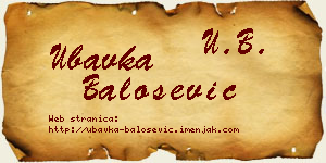 Ubavka Balošević vizit kartica